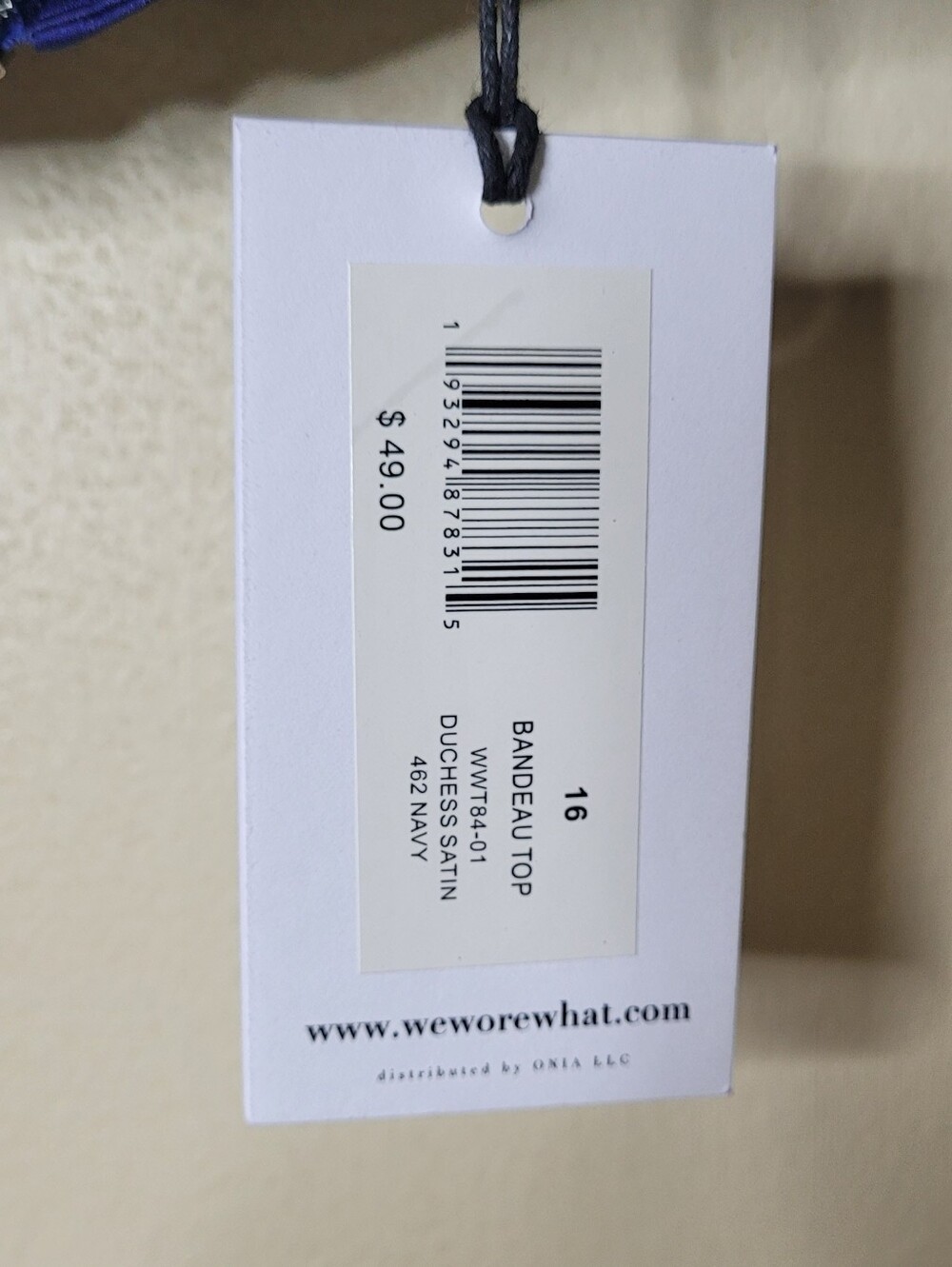 WeWoreWhat Duchess Satin Bandeau Top Navy Size 16 - Picture 11 of 11